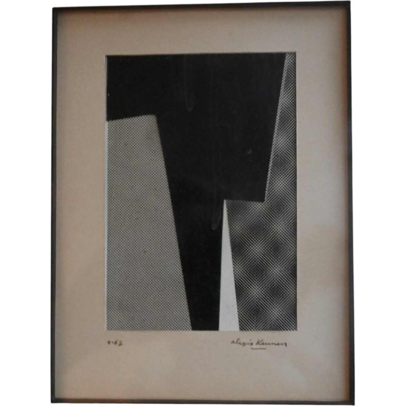 Alexis Keunen 'Abstraction géométrique" collage sur papier, 1963