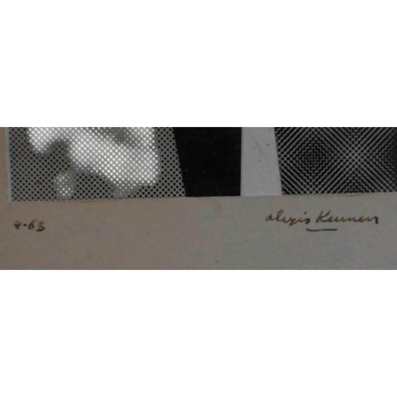 Alexis Keunen 'Abstraction géométrique" collage sur papier, 1963
