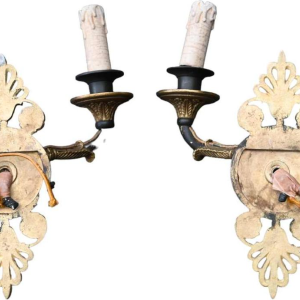 Pair of Empire style gilt bronze and patinated wall lights sconces, late 19th century