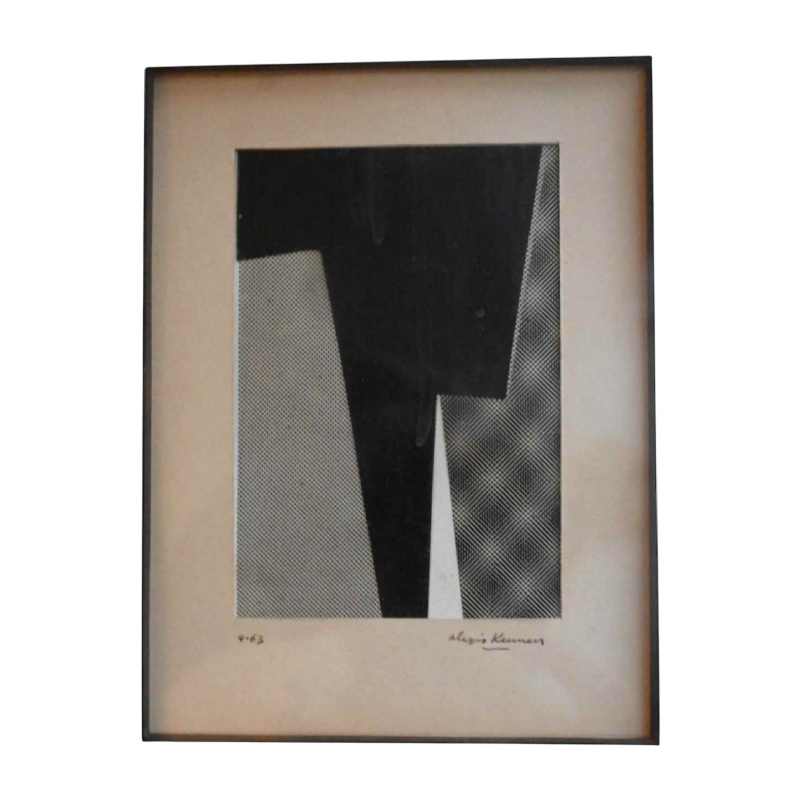 Alexis Keunen 'Geometrische abstractie' collage op papier, 1963