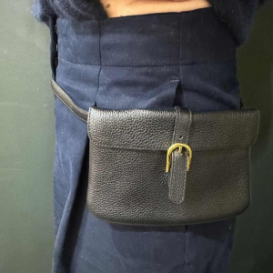 Delvaux, pochette-ceinture en cuir noir grainé