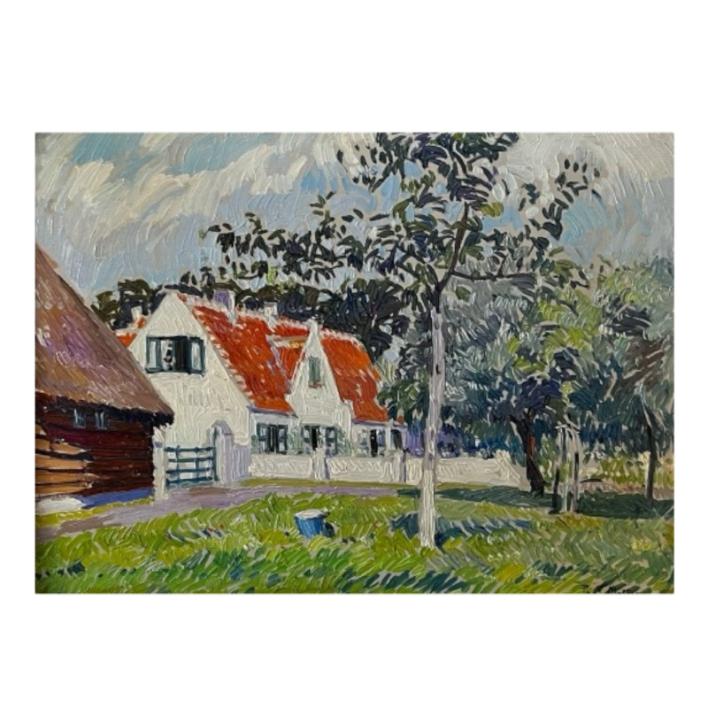 PAUL MATHIEU 'Paysage impressionniste' tableau huile sur panneau, ca 1915