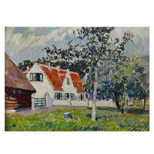 PAUL MATHIEU 'Paysage impressionniste' tableau huile sur panneau, ca 1915