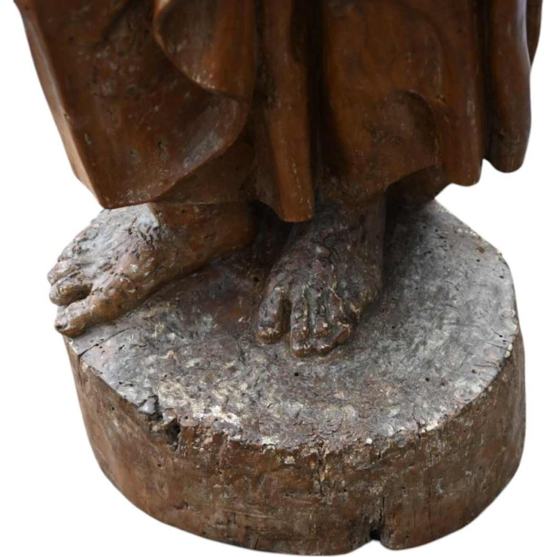 Sculpture d'un juge ou magistrat en bois fruitier, statue du XVIIe siècle