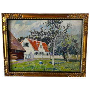 PAUL MATHIEU 'Paysage impressionniste' tableau huile sur panneau, ca 1915