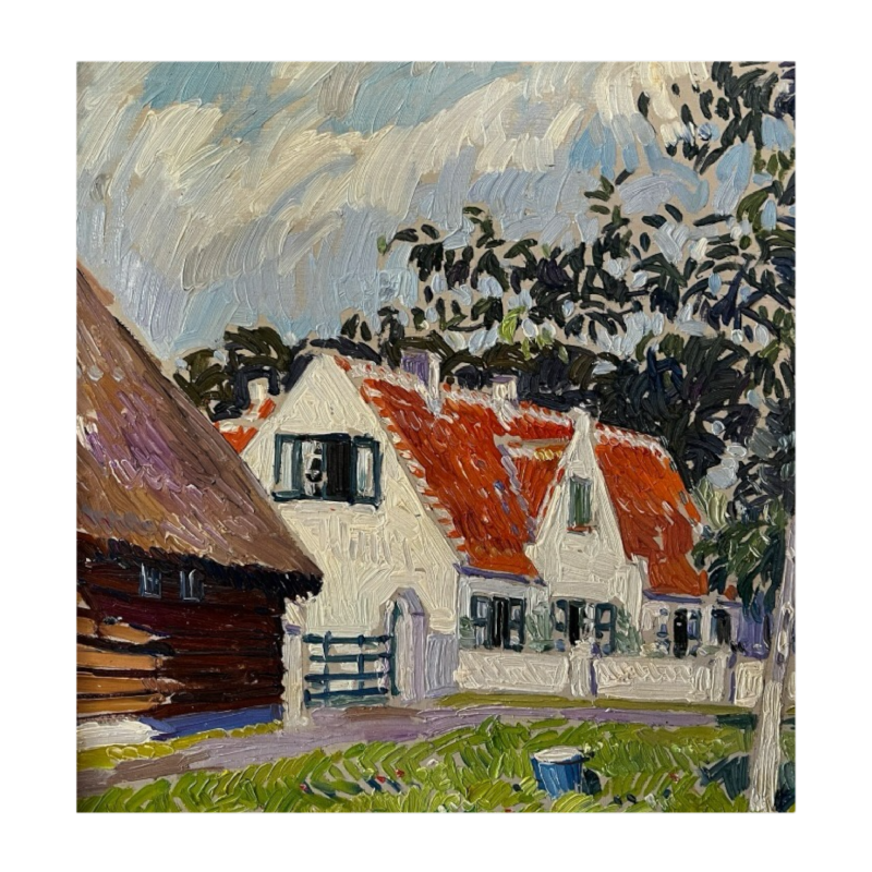 PAUL MATHIEU 'Impressionistisch landschap' olieverf op paneel, ca 1915