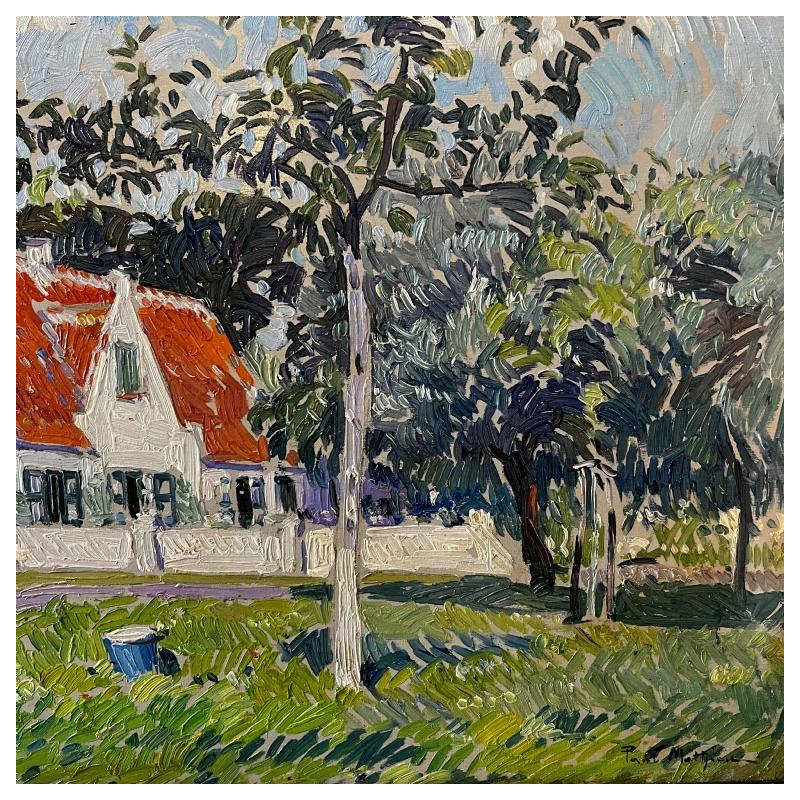 PAUL MATHIEU 'Impressionistisch landschap' olieverf op paneel, ca 1915