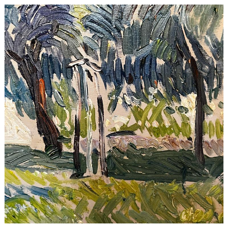 PAUL MATHIEU 'Paysage impressionniste' tableau huile sur panneau, ca 1915
