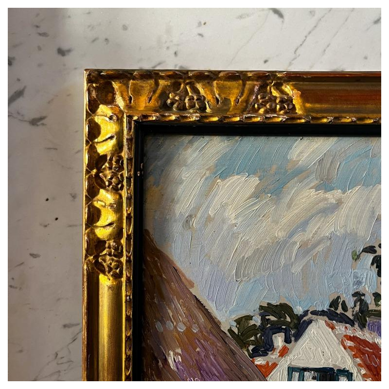 PAUL MATHIEU 'Paysage impressionniste' tableau huile sur panneau, ca 1915