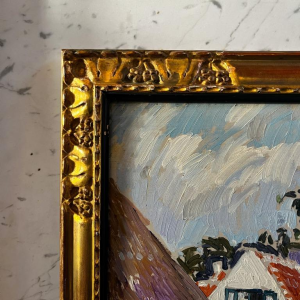 PAUL MATHIEU 'Paysage impressionniste' tableau huile sur panneau, ca 1915