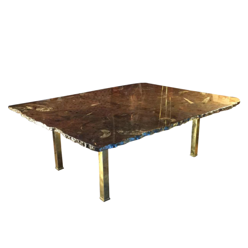 Etienne Allemeersch ( attribué à ), table basse en marbre " fossiles ", 1970