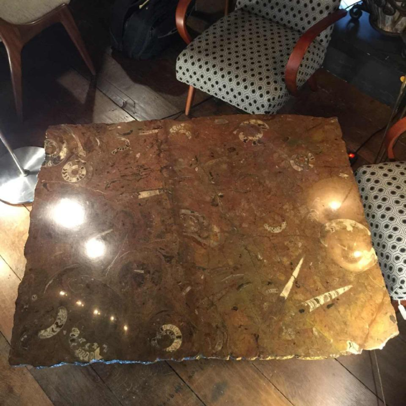 Etienne Allemeersch ( attribué à ), table basse en marbre " fossiles ", 1970