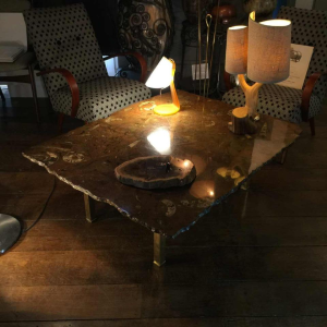 Etienne Allemeersch ( attribué à ), table basse en marbre " fossiles ", 1970