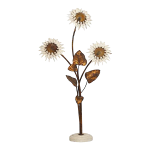 Lampadaire ' Fleurs / Tournesols ' en métal peint, Italie ca 1970