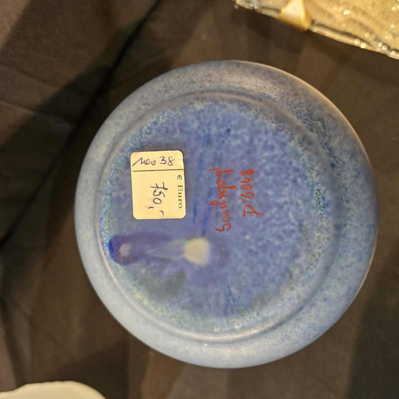 Scailmont, geëmailleerde glazen vaas, gestileerd Art Deco bloemendecor, ca. 1930