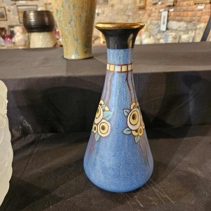 Scailmont, enamelled glass vase, stylised Art Deco floral decoration, ca. 1930