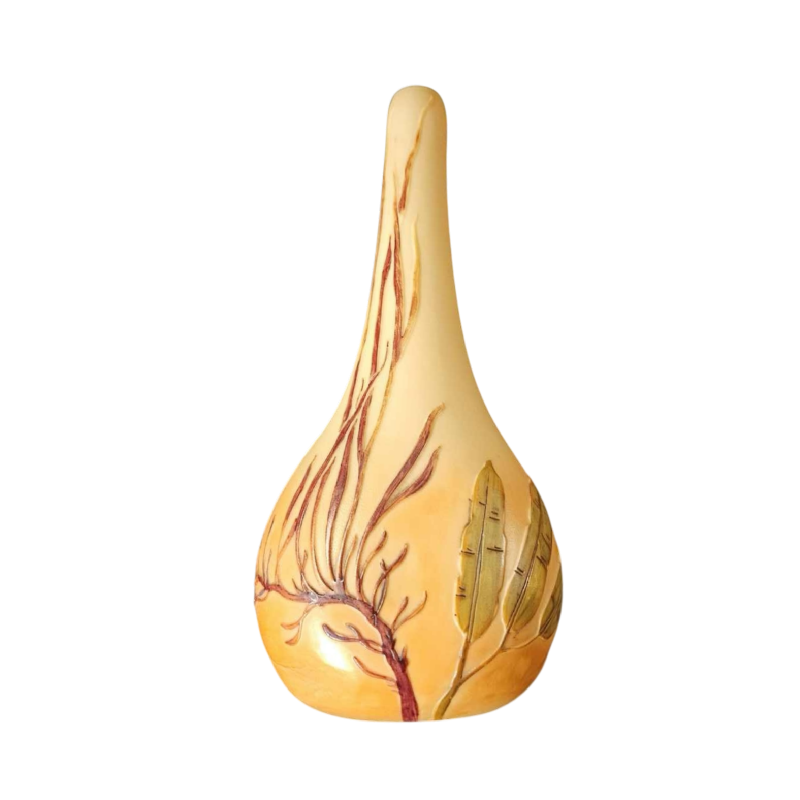 Legras, vase berluze en verre dégagé à l'acide, décor d'algues, ca 1900