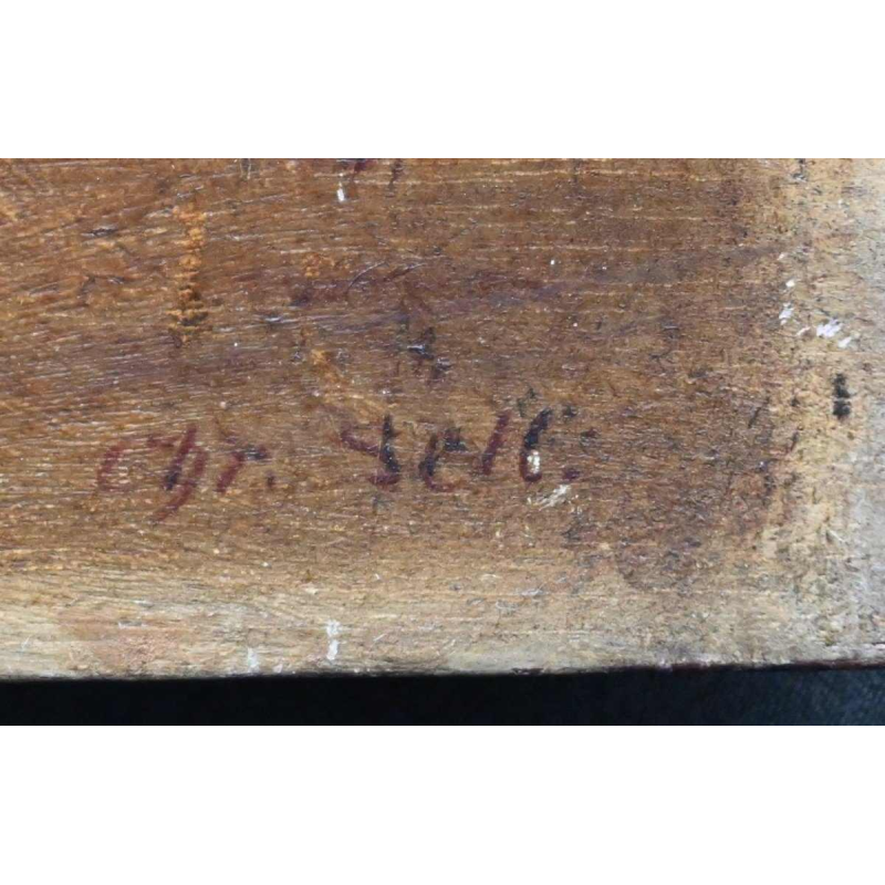 Christian Sell 'Scène militaire équestre allemande' peinture huile sur panneau, XIXe siècle