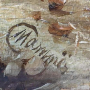 Mammes Charles 'Winterlandschap' olie op paneel, schilderij eerste helft 19e eeuw