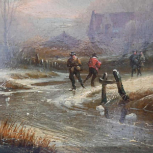 Mammes Charles 'Winterlandschap' olie op paneel, schilderij eerste helft 19e eeuw