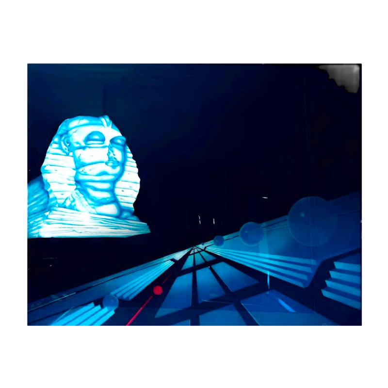 PATRICE PLACEMAN 'Sphynx & red ball' airbrush painting, églomisé oil under plexiglass, 1996