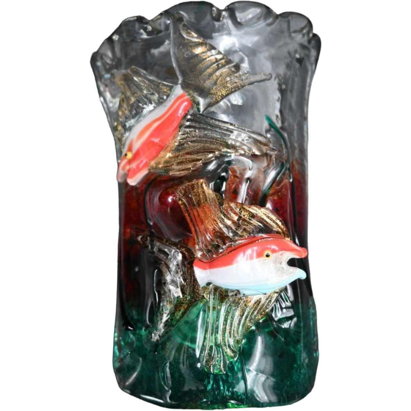 Alfredo Barbini voor Cenedese, paar Murano glazen aquarium vis wandlampen, ca 1950