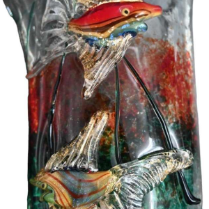 Alfredo Barbini voor Cenedese, paar Murano glazen aquarium vis wandlampen, ca 1950