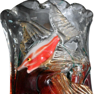 Alfredo Barbini pour Cenedese, paire d'appliques poissons d'aquarium, verre Murano, ca 1950