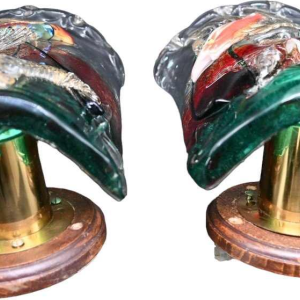 Alfredo Barbini for Cenedese, pair of Murano glass aquarium fish wall lights (sconces), ca 1950