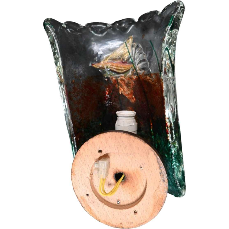 Alfredo Barbini pour Cenedese, paire d'appliques poissons d'aquarium, verre Murano, ca 1950