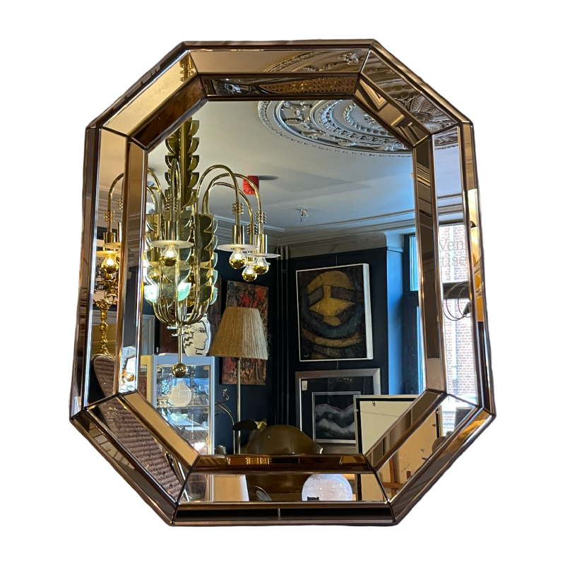 Miroir Art De´co Ve´nitien Rose´ Saumoné, Italie circa 1930