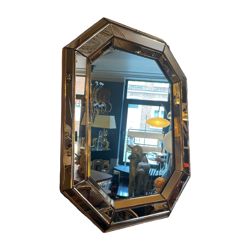 Venetiaanse Art Deco Spiegel Rosé Saumoné, Italië circa 1930