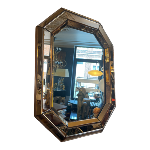 Venetian Art Deco Mirror Rosé Saumoné, Italy circa 1930