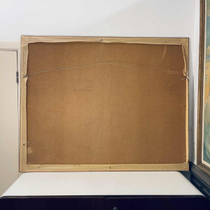 PATRICE PLACEMAN 'Sphynx & boule rouge' peinture à l'aérographe, églomisé huile sous plexiglass, 1996