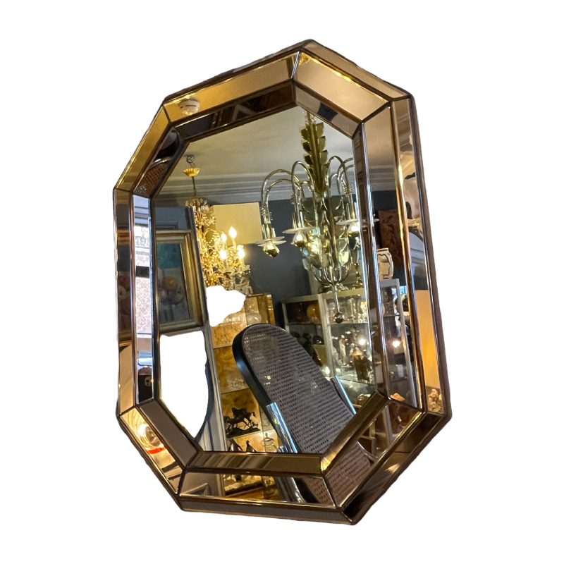 Miroir Art De´co Ve´nitien Rose´ Saumoné, Italie circa 1930