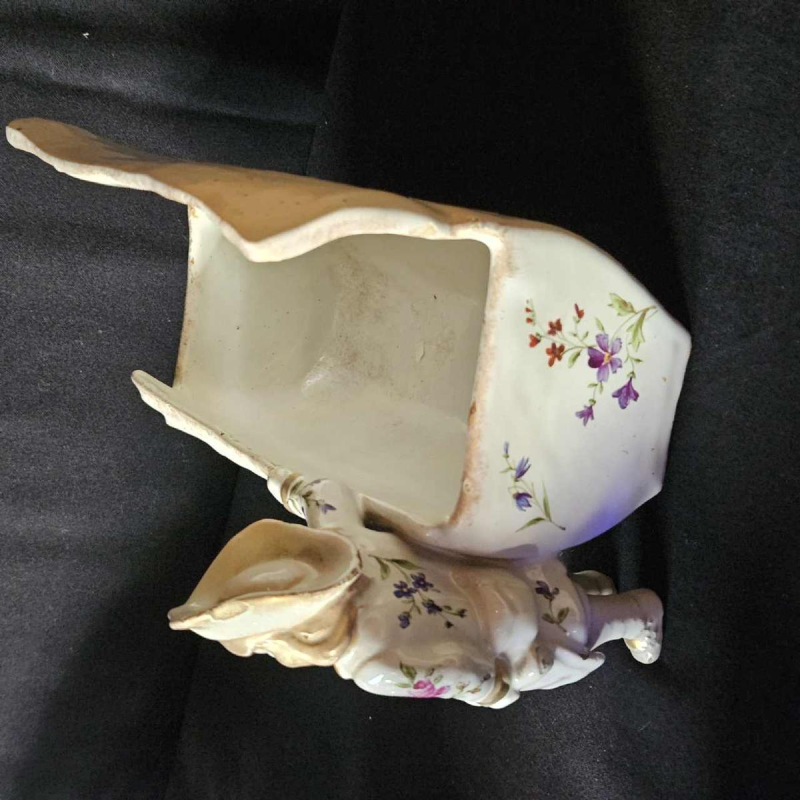 Emile Gallé in Nancy, letter holder and figure in polychrome earthenware, ca. 1880