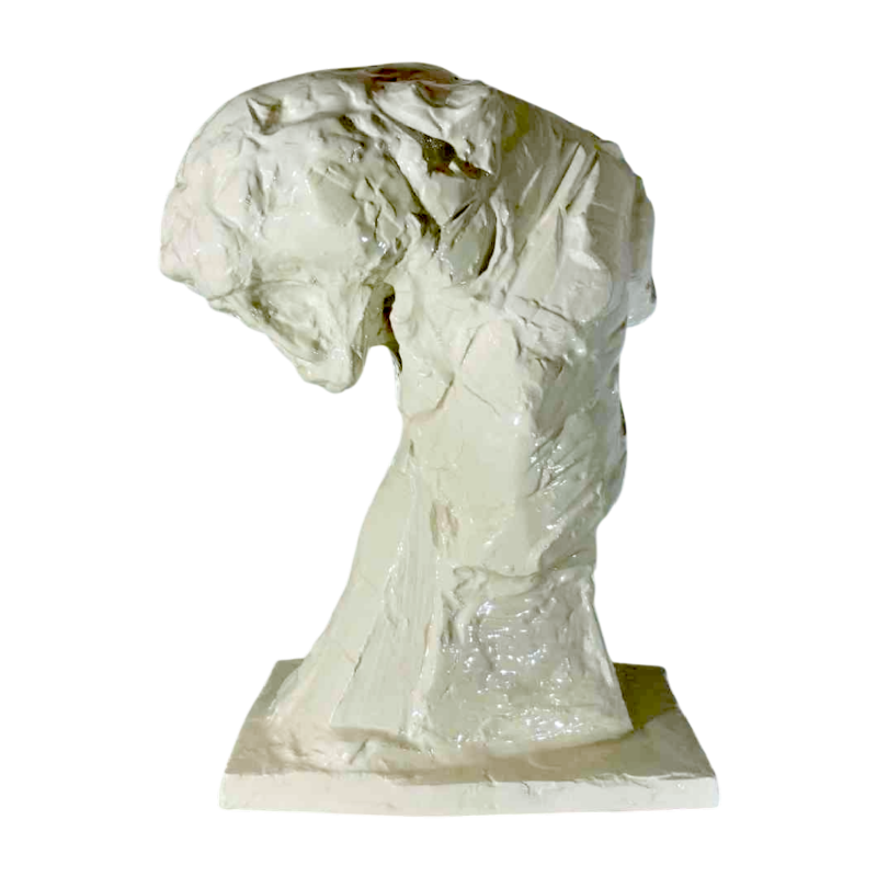 PATRICK VILLAS / Royal Boch 'Buste de panthère' style Art Déco, sculpture céramique blanche, ca 2000
