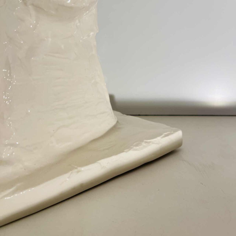 PATRICK VILLAS / Royal Boch 'Panther Bust' Art Deco style, white ceramic sculpture, ca 2000