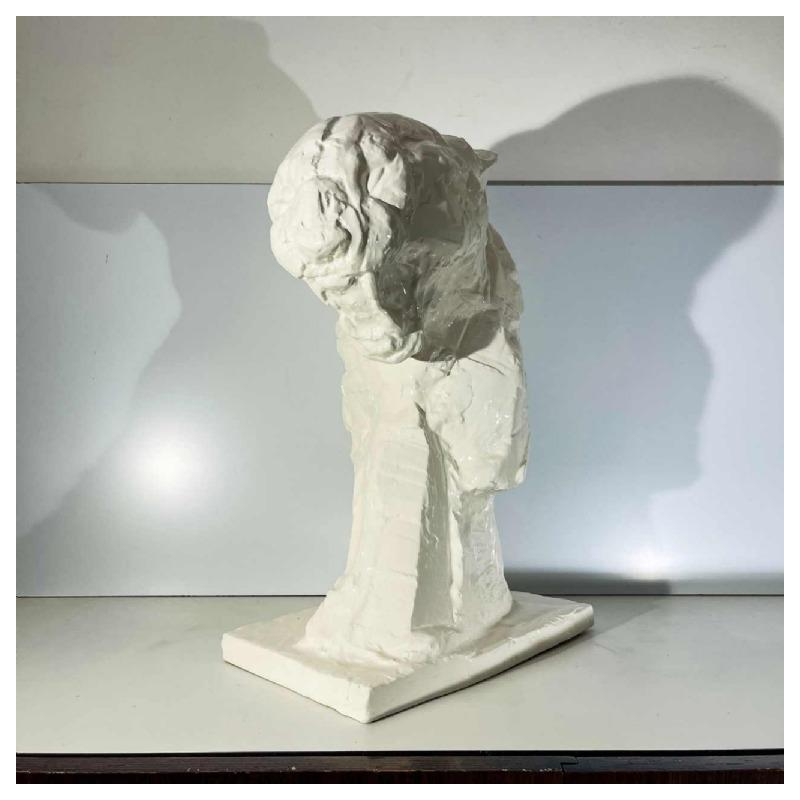 PATRICK VILLAS / Royal Boch 'Panther Bust' Art Deco style, white ceramic sculpture, ca 2000