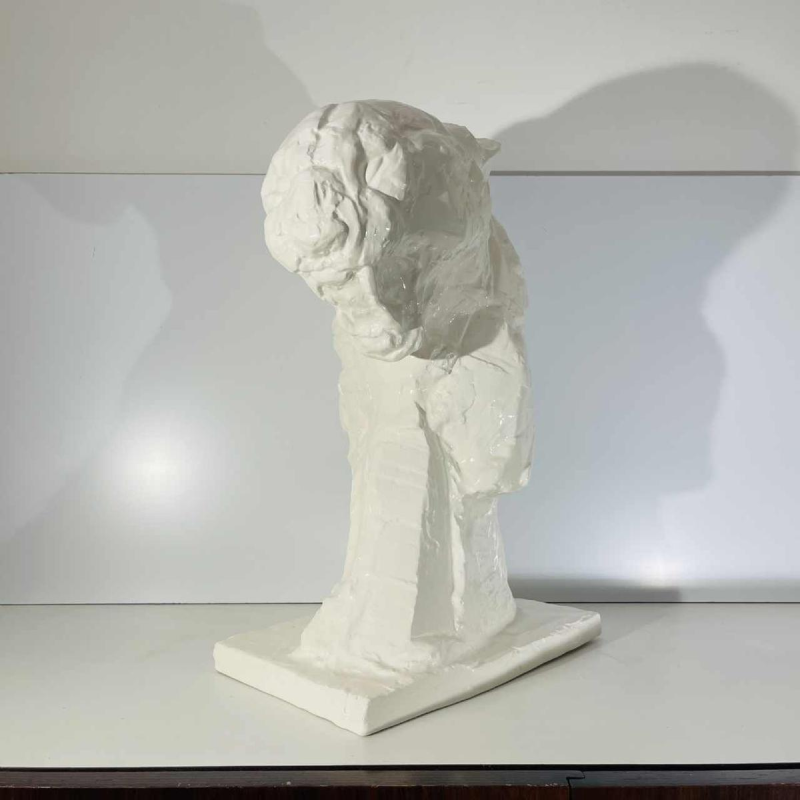 PATRICK VILLAS / Royal Boch 'Buste de panthère' style Art Déco, sculpture céramique blanche, ca 2000