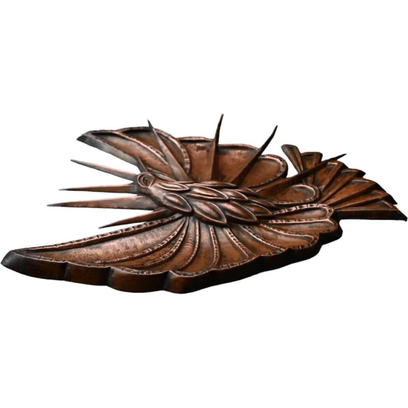 Bas-relief en cuivre repoussé 'oiseau' décoration murale faite à la main, période Art Nouveau