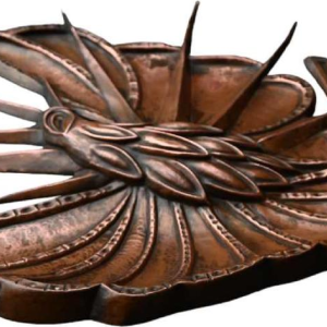 Bas-relief en cuivre repoussé 'oiseau' décoration murale faite à la main, période Art Nouveau