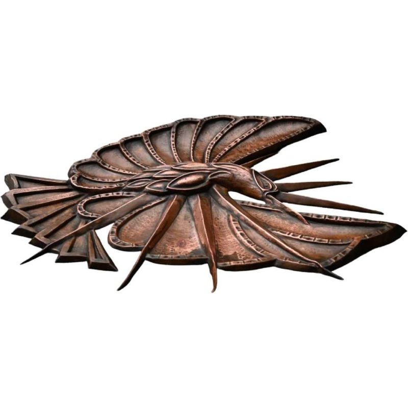 Bird' embossed copper bas-relief, hand-made wall decoration, Art Nouveau period