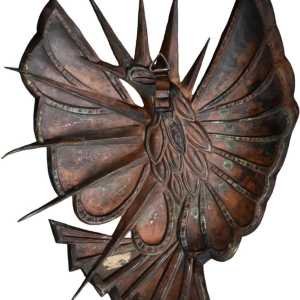 Bas-relief en cuivre repoussé 'oiseau' décoration murale faite à la main, période Art Nouveau