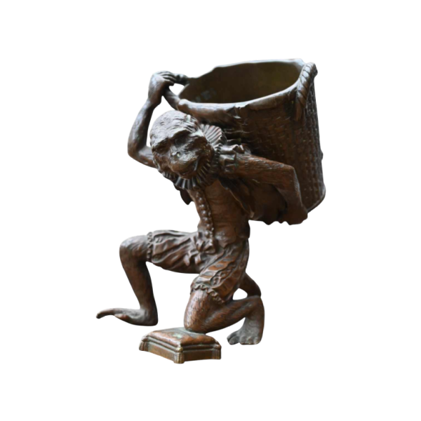 Sculpture en bronze d'un singe porteur habillé en Marquis, 19e siècle