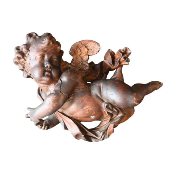 Ange / angelot / putti, sculpture en bois sculpté baroque, fin du XVIIe siècle