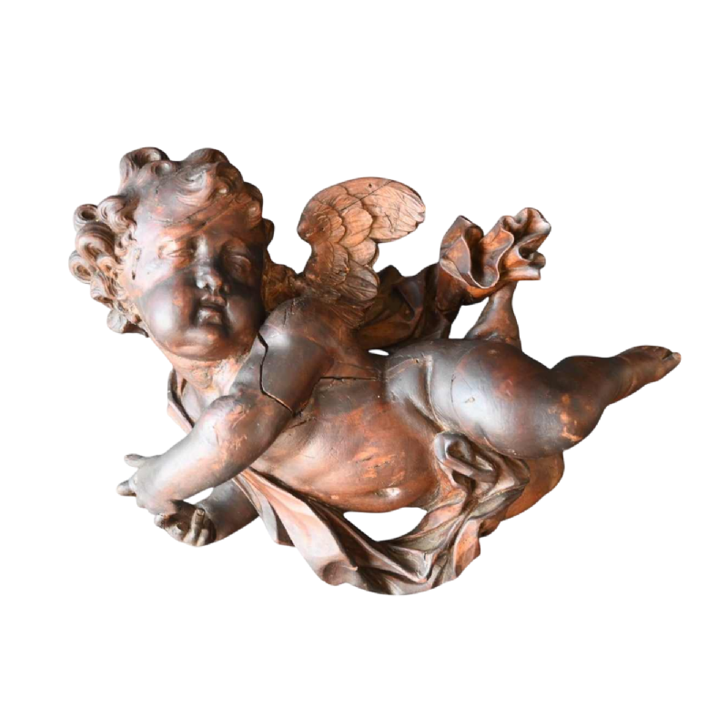 Ange / angelot / putti, sculpture en bois sculpté baroque, fin du XVIIe siècle