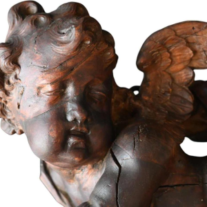 Engel / cherubijn / putti, barokke houtsnijwerk sculptuur, eind 17e eeuw