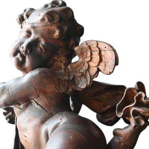 Ange / angelot / putti, sculpture en bois sculpté baroque, fin du XVIIe siècle