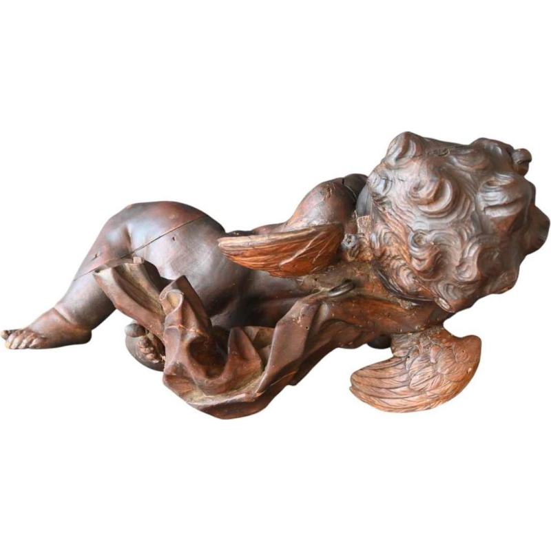 Engel / cherubijn / putti, barokke houtsnijwerk sculptuur, eind 17e eeuw